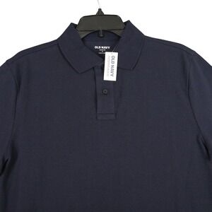 Old Navy Classic Fit Polo Shirt Mens M Navy Blue Short Sleeve Cotton Blend NWT